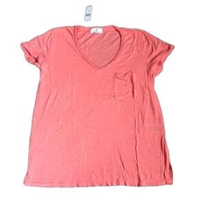 Anthropologie t.la XS mango orange classic pocket V neck T-shirt NWT